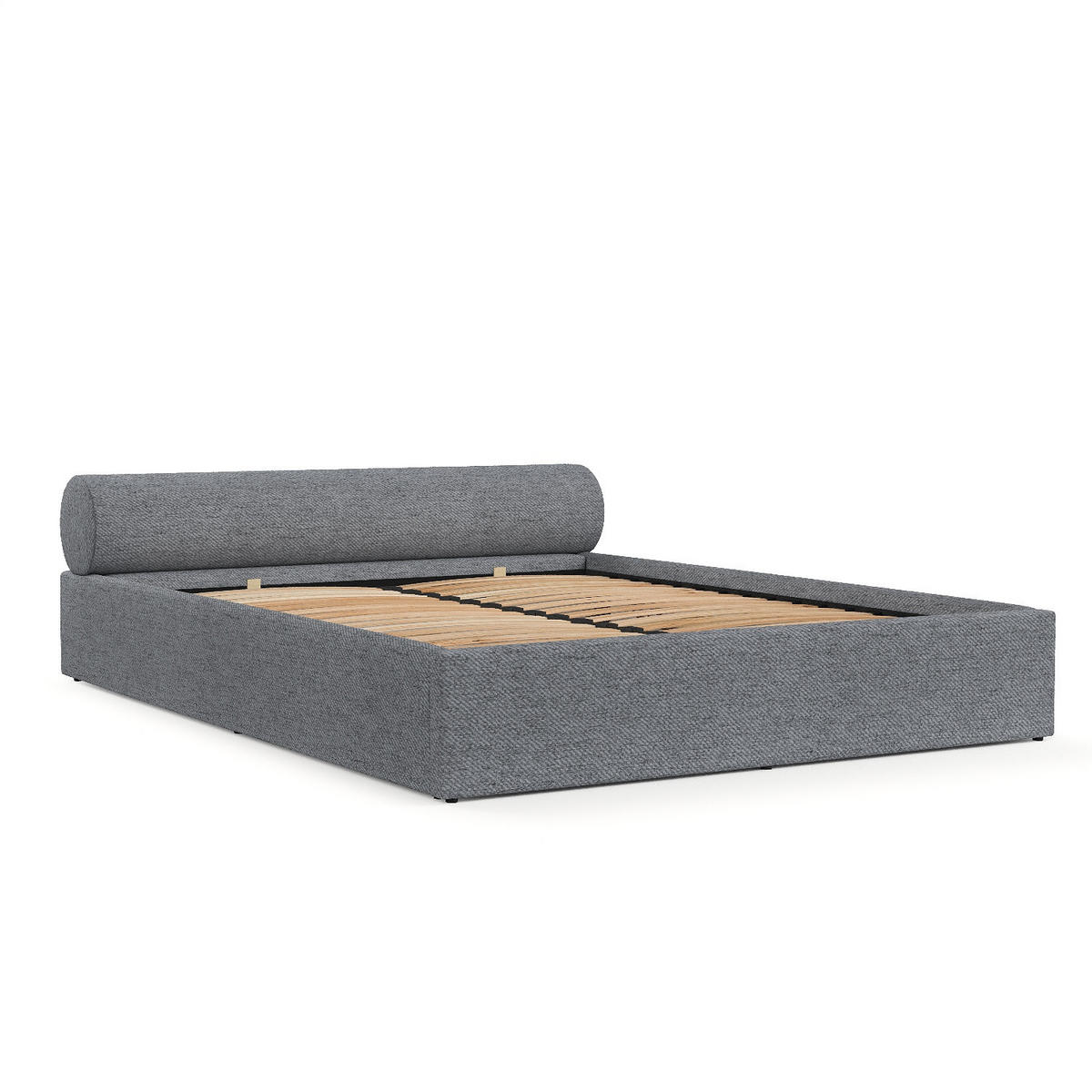 POLSTERBETT Solvo mit Stauraum 180/200 cm Grau im Neve Stoff - Schwarz/Naturfarben, Holz/Holzwerkstoff (180/200cm) - AltaBeds