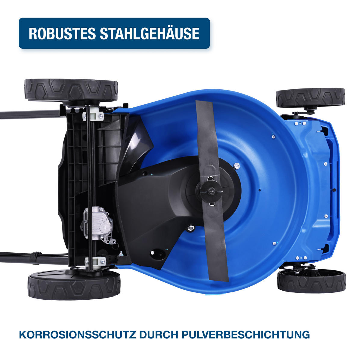 BENZIN-RASENMÄHER LM4622G (Mulcher/Mäher mit Radantrieb, 3.9 PS Hyundai Motor) - Blau, Metall (52.8/105/138.3cm) - HYUNDAI