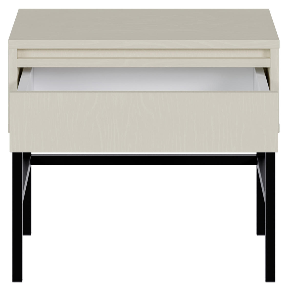 NACHTSCHRANK Evo Hellbeige mit Metallgestell 50 cm - Beige/Schwarz, Holzwerkstoff/Metall (50/44/34cm) - Selsey