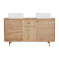 DOPPELWASCHTISCH - 145 cm x 50.5 cm - Holz, Platte - Naturfarben Hell - ZARENO - Naturfarben, Holz (145/80/50.5cm) - Vente-Unique
