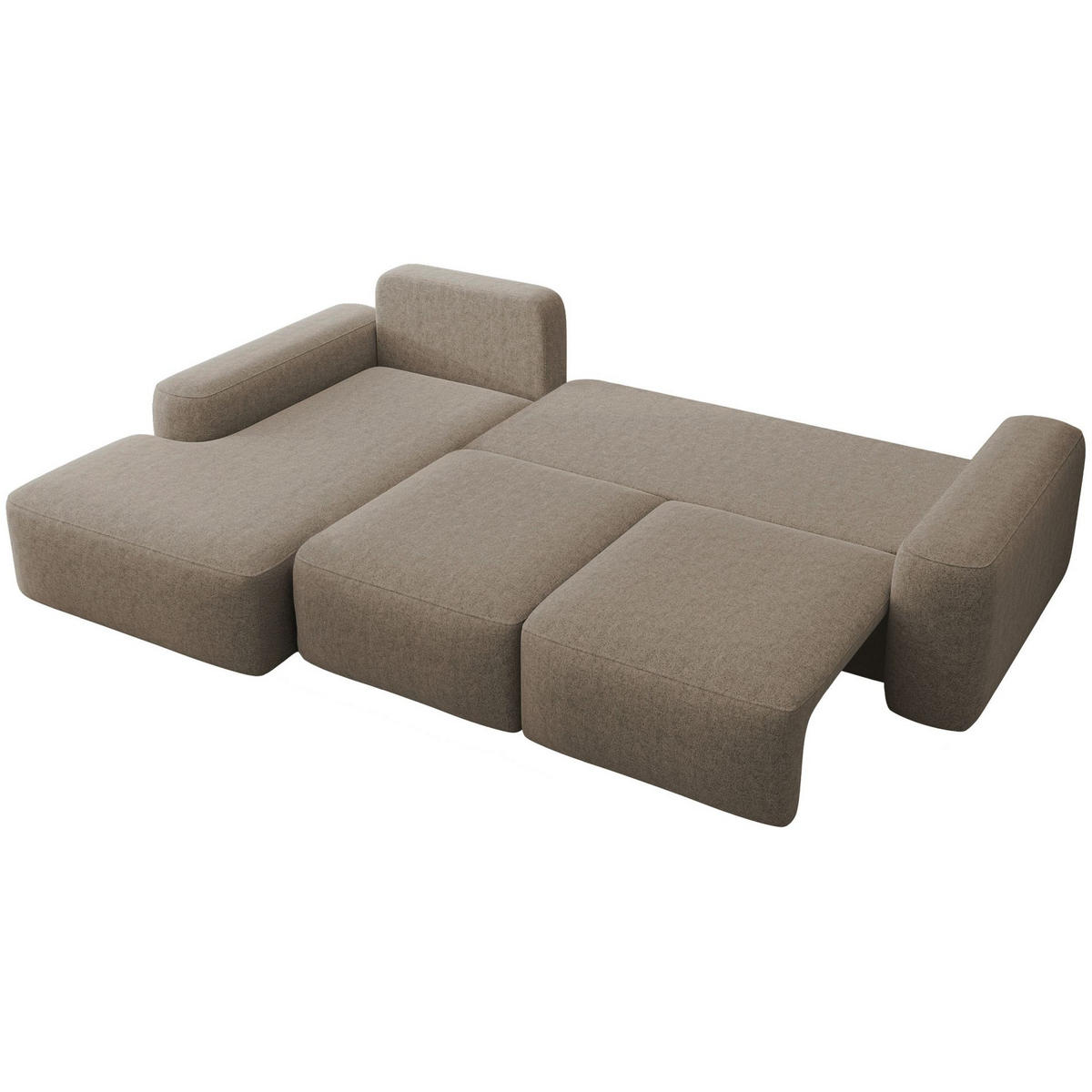 ECKSOFA Carnos mit Ballkissen, Hellbraun Chenille, linksseitig - Hellbraun/Schwarz, Kunststoff/Textil (264/162cm) - Selsey