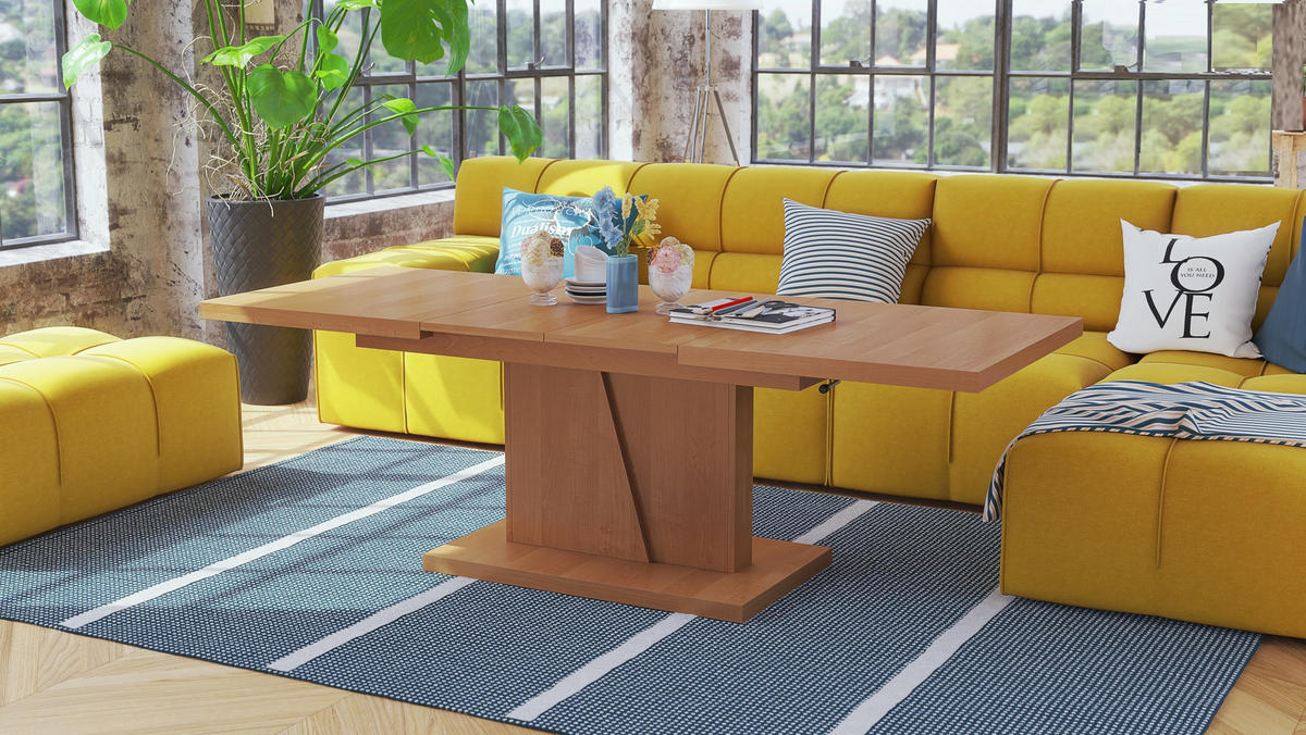 COUCHTISCH rechteckig Erle ausziehbar höhenverstellbar - Erlefarben, Holzwerkstoff (70/120/60cm) - designimpex
