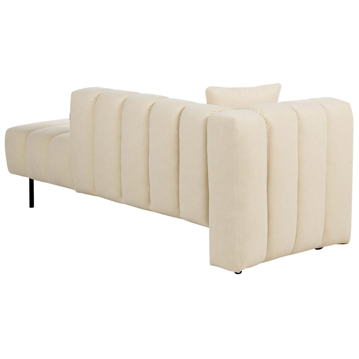 CHAISELONGUE Samtstoff beige linksseitig Lannils - Beige/Schwarz, Textil (156/67/76cm) - Beliani