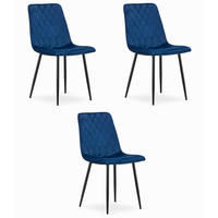 ESSZIMMERSTUHL 3er Set Marineblauer Velours, Diamantpolsterung, Bequeme Sitzfläche - Blau, Textil (51/86/56cm) - Best For Home