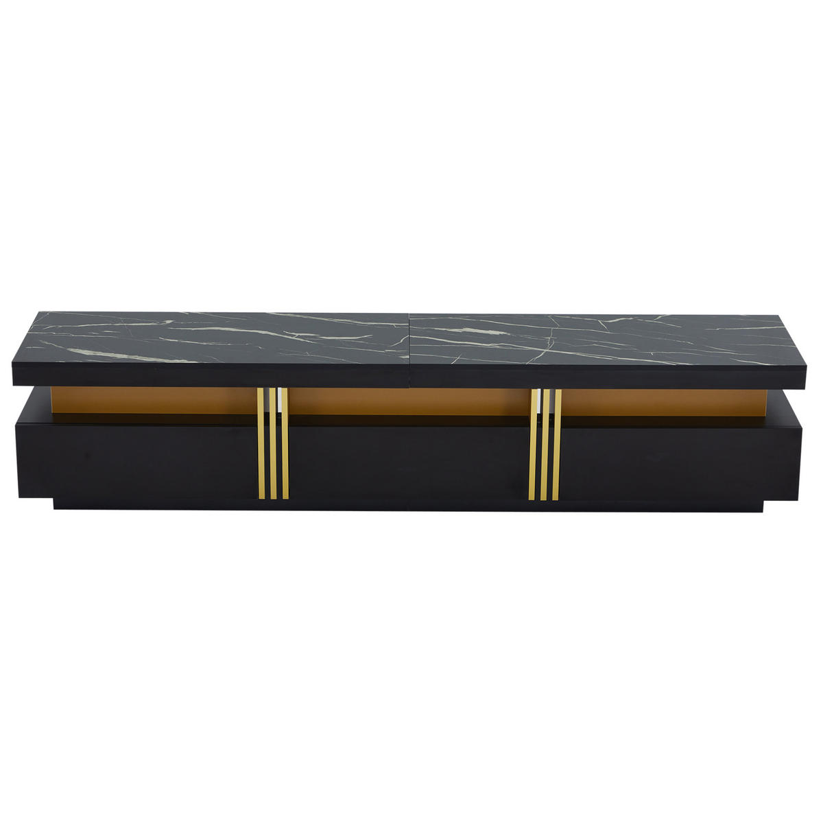 TV-LOWBOARD aus Spanplatte 200x40x42 cm Schwarz mit 3 Schubladen und Kabelauslass - Schwarz, Holzwerkstoff (200/42/40cm) - IVMEU