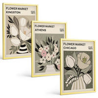 BILDER SET 3er Set - 40x60 cm Goldrahmen - Retro-Blumenarrangements - Goldfarben, Kunststoff (40/60cm) - TULUP