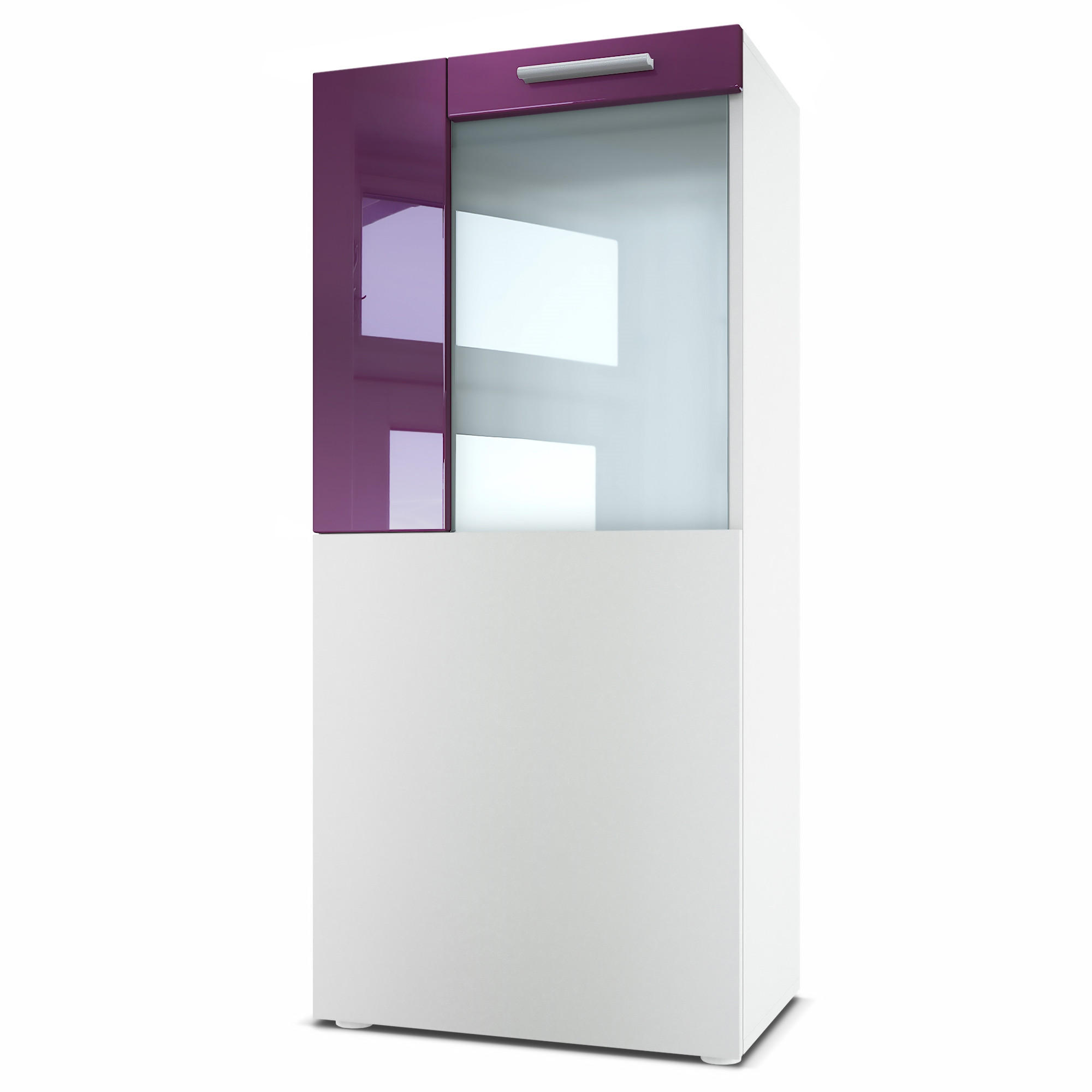 VITRINE Movie Absetzungen in Brombeer Hochglanz - Brombeere, Holzwerkstoff (50.5/111/32.5cm) - Vladon