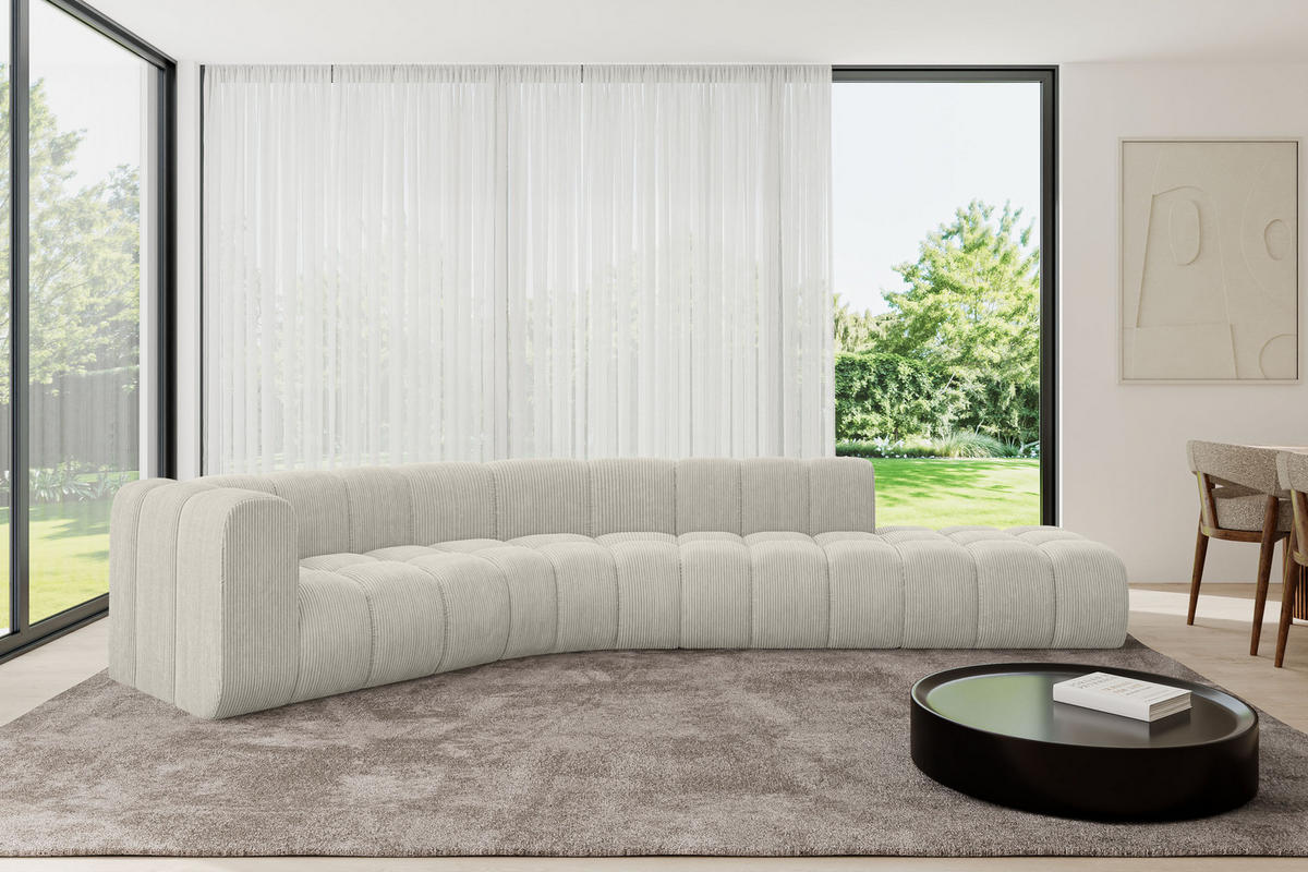 ECKSOFA modulares Sofa Tilmo-L1 - 399x194x70 cm Creme - Hellgrau/Creme, Holzwerkstoff/Textil (399/194cm) - ALTDECOR