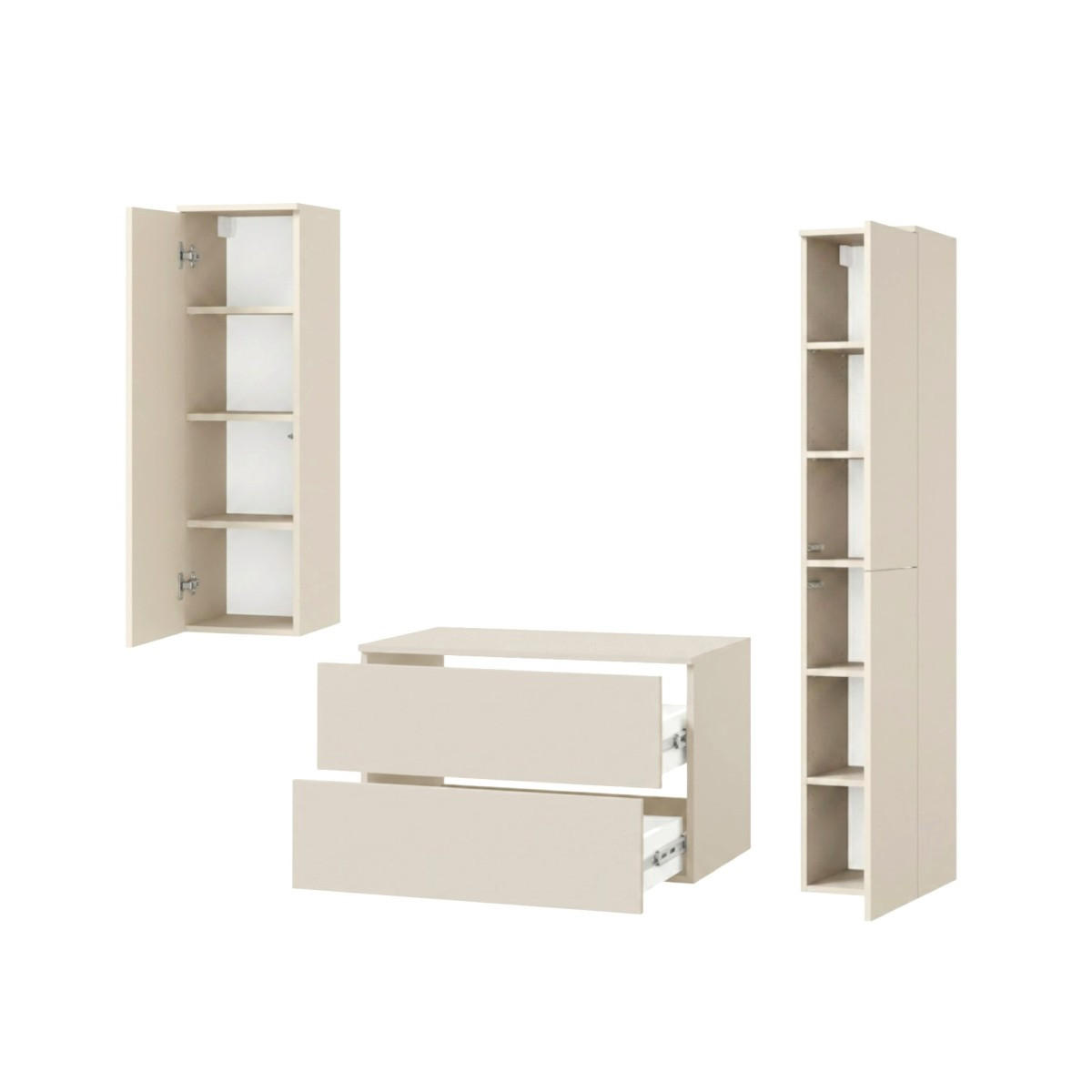 BADMÖBEL-SET Color Macadamia 3-Teilig (2S 80 + 1D 100 + 2D 160) - Beige, Holzwerkstoff (140/160/45cm) - mzm24