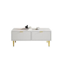 COUCHTISCH 100/50/40 cm weiß aus MDF mit 2 Schubladen - Weiß, Holzwerkstoff (100/50/40cm) - OKMYHOME