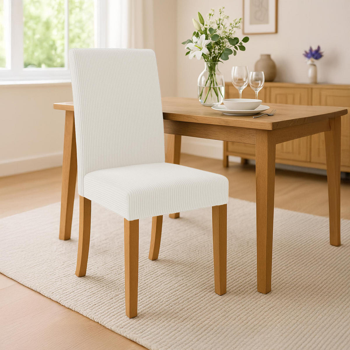 ESSZIMMERSTUHL Cord Creme - Creme/Naturfarben, Holz/Textil (41/91/47cm) - CLP