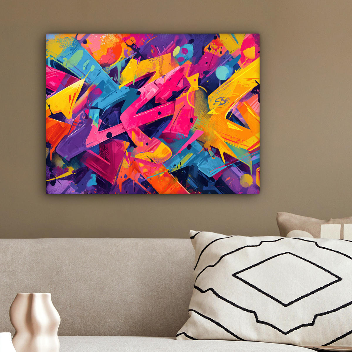 LEINWANDBILD Abstrakt - Formen - Farbenfroh Wandbild 40x30 cm - Magenta, Textil (40/30cm) - MuchoWow