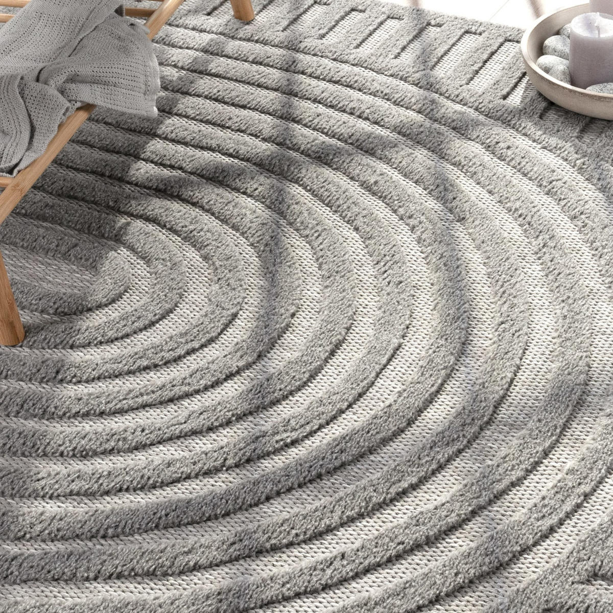 TEPPICH Kurzflor Struktur Wohnzimmer schmutzabweisend Grau Läufer 60x100 - Grau, Textil (60/100cm) - KADIMA DESIGN