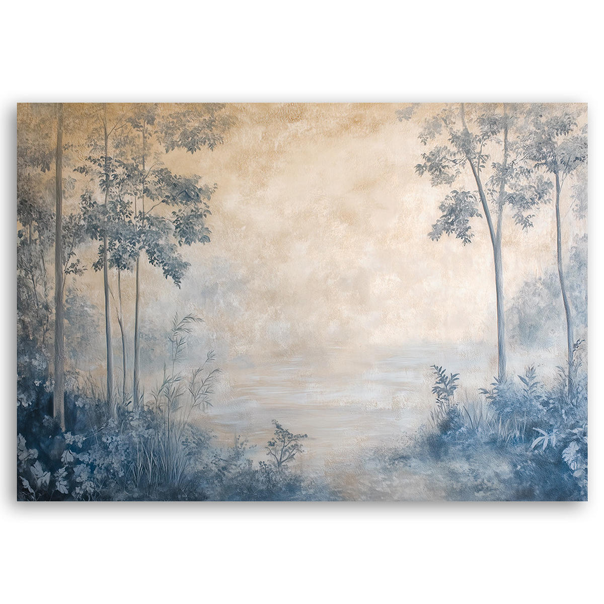 WANDBILD wald im nebel - Blau, Textil (60/40cm) - Feeby