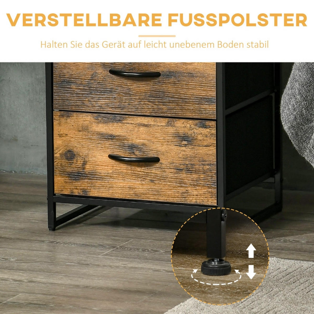 KOMMODE mit verstellbaren Einlegeböden, 45 x 40 x 70,5 cm, Braun, Polyester - Braun, Textil (45/70.5/40cm) - SONNENH