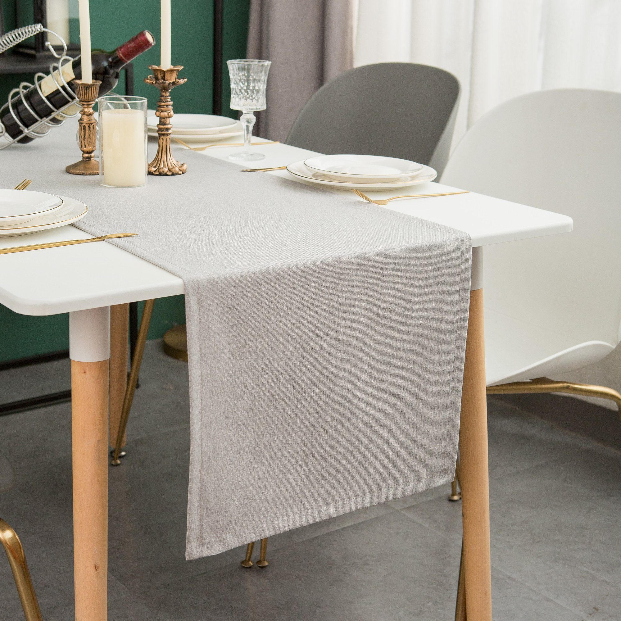 TISCHLÄUFER modern abwaschbar, wasserabweisend, Lotuseffekt, 30x140 cm, Hellgrau - Hellgrau, Textil (30/140cm)