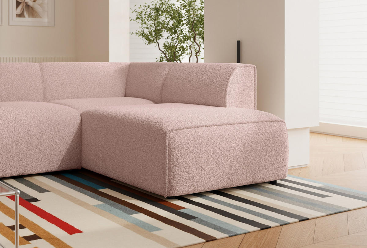 ECKSOFA ZAVO Feiner Mischstoff in Rosa - Rosa, Holzwerkstoff/Kunststoff (310/218cm) - Idohome