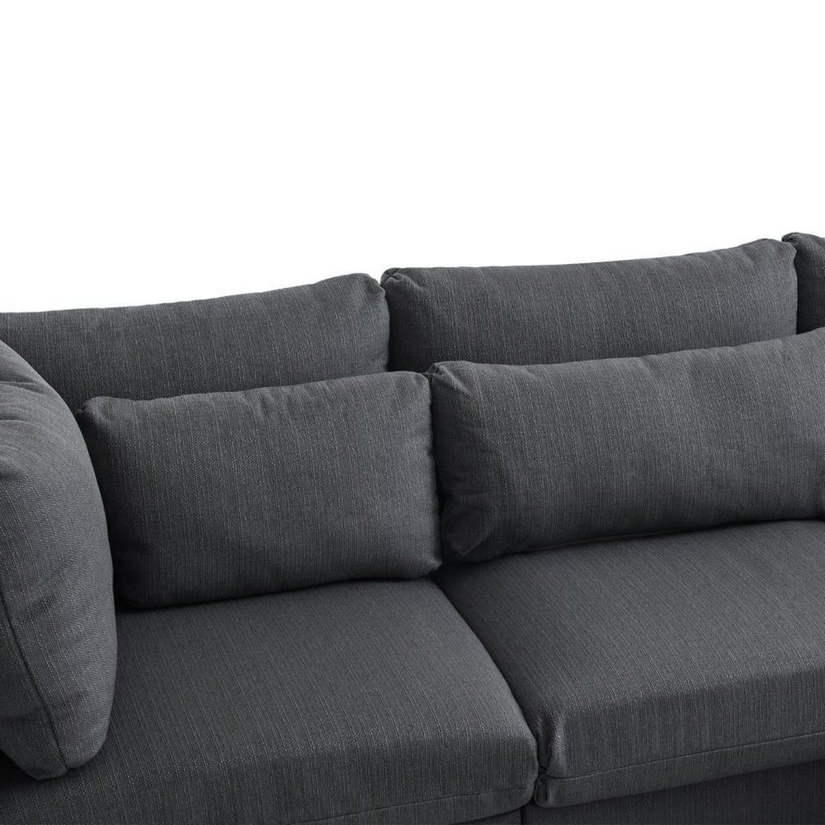 ECKSOFA in Grau Leinen mit Fußhocker - Grau, Textil (83/220cm) - KOMHTOM