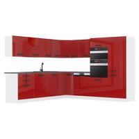 KÜCHE L-Form Jane, mit Arbeitsplatten, Rot Hochglanz - Rot, Holz (480/204/60cm) - B BELINI GROUP