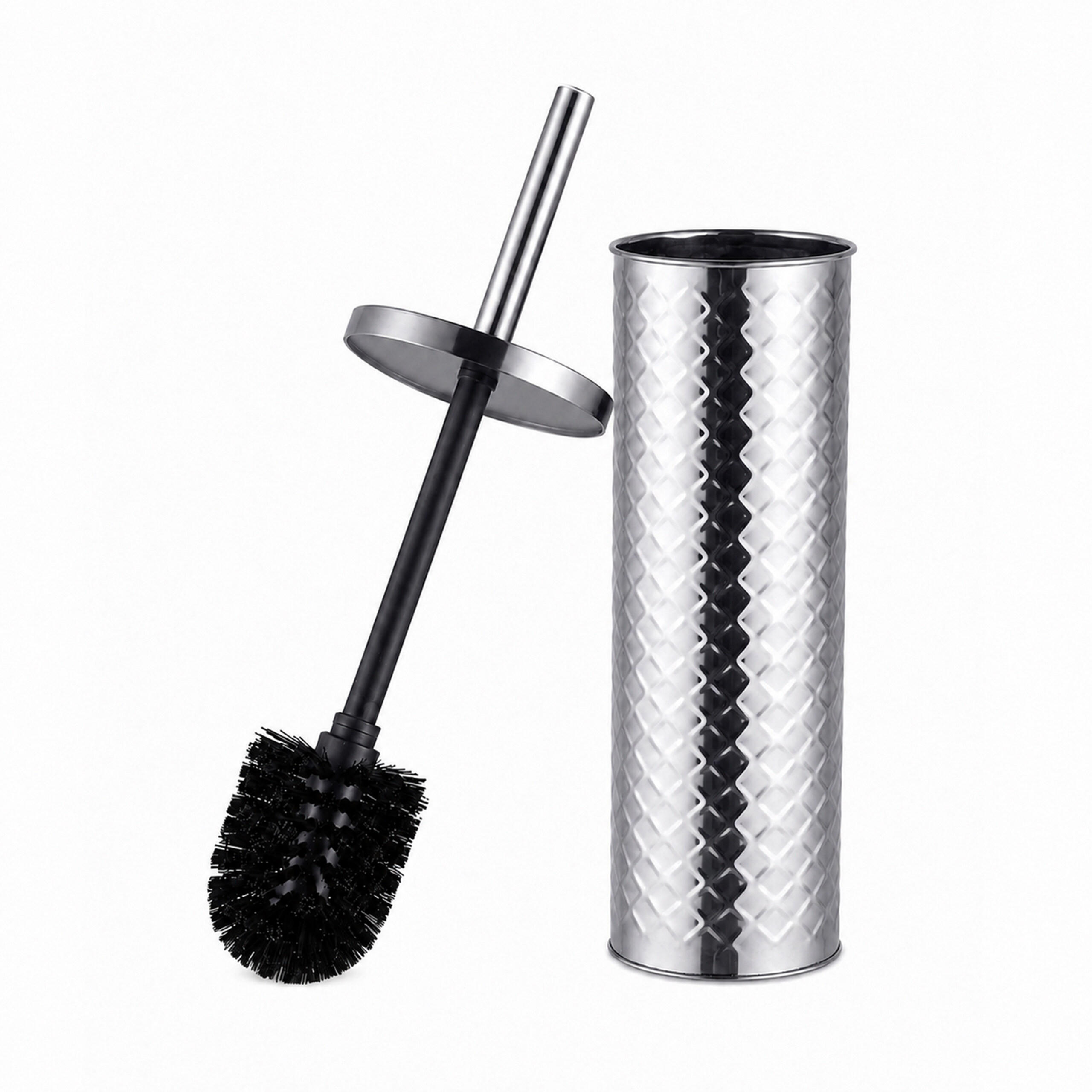 WC-BÜRSTE Silber mit Behälter Edelstahl - Silberfarben, Kunststoff/Metall (9.5/38/9.5cm) - Relaxdays