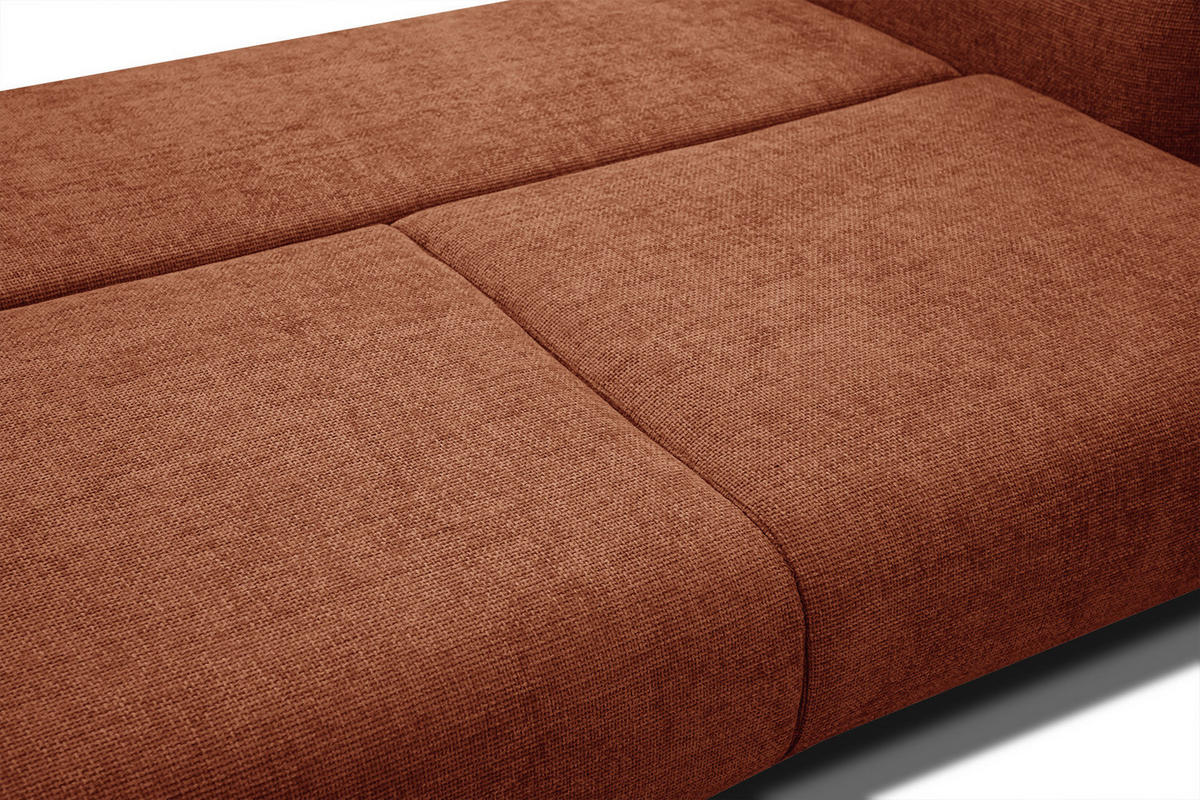 SOFA DRAKE 3-Sitzer mit Schlaffunktion, dunkelorange - Dunkelorange/Braun, Holz/Textil (232/90/107cm) - Courtois Laville
