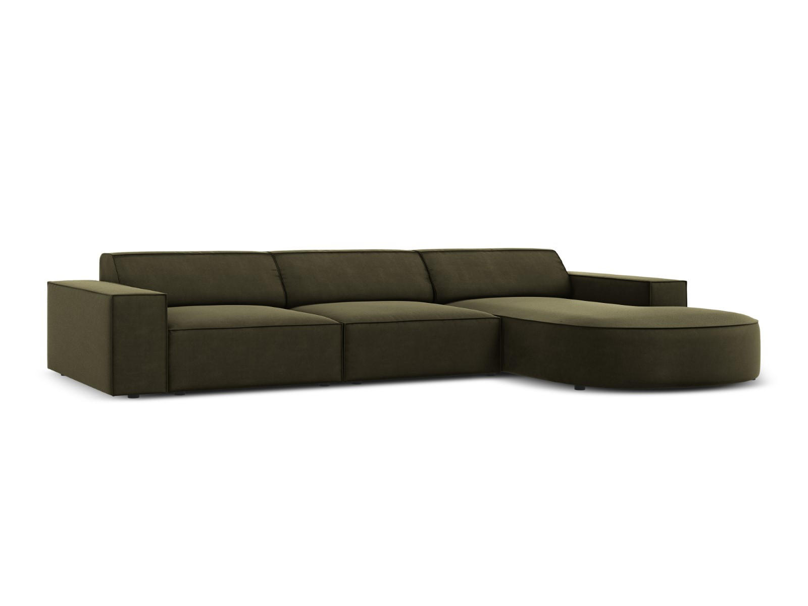 ECKSOFA rechts Jodie aus Samt grün 4 Sitzplätze - Grün, Textil (166/284cm) - Micadoni