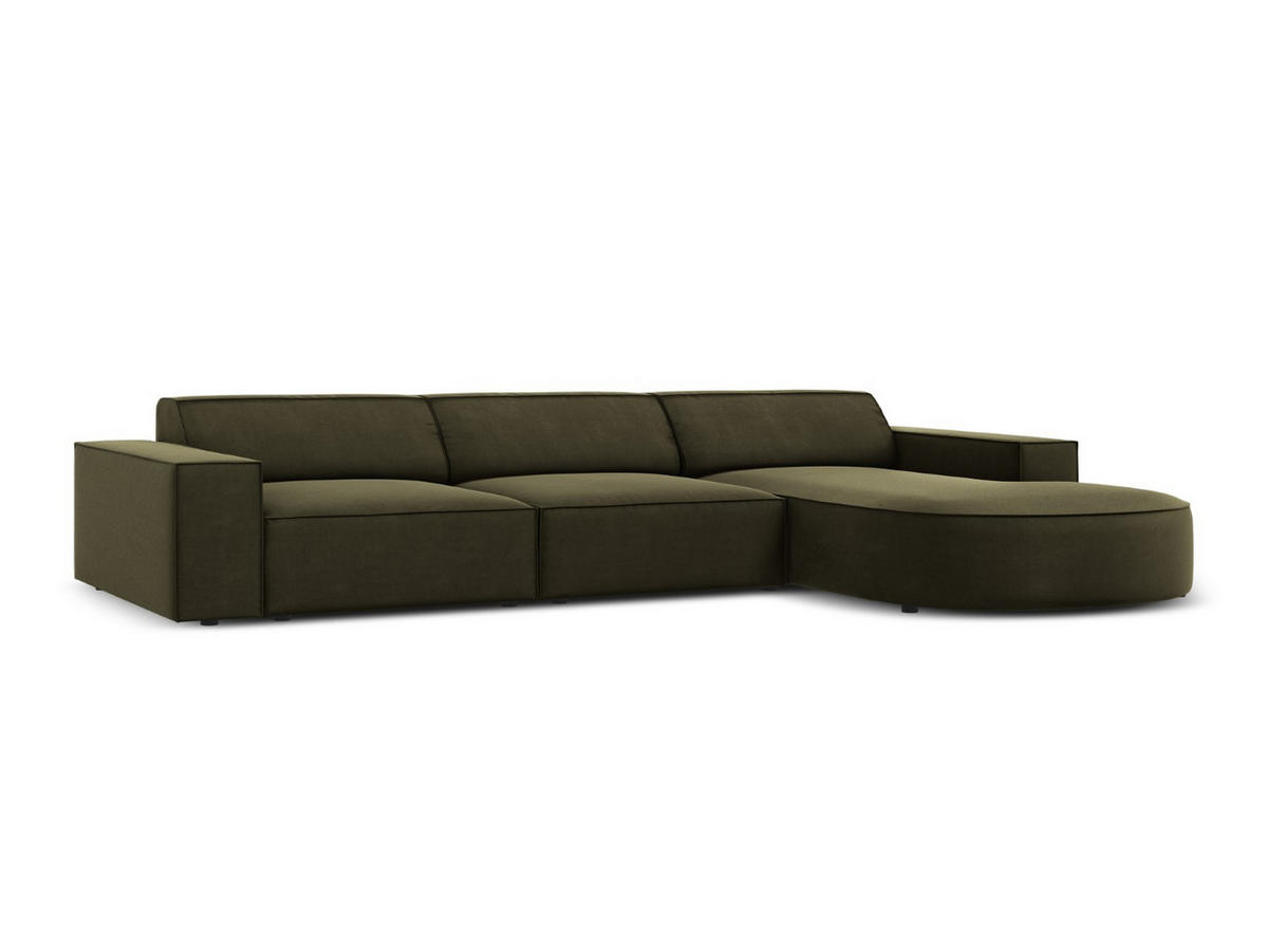 ECKSOFA rechts Jodie aus Samt grün 4 Sitzplätze - Grün, Textil (166/284cm) - Micadoni