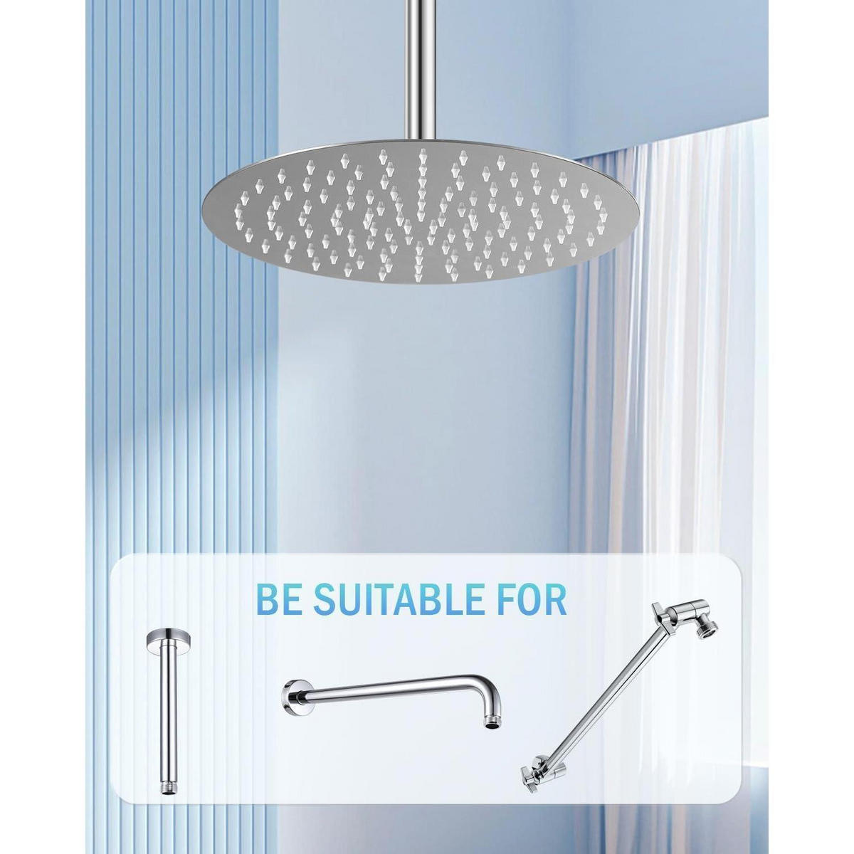 REGENDUSCHE 30 cm Chrom Edelstahl Wassersparend - Silberfarben, Metall (30.5/12.7/30.5cm)