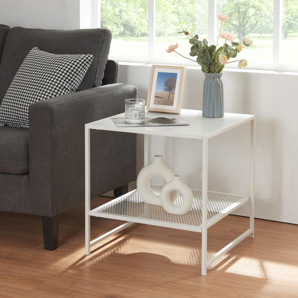 BEISTELLTISCH Ruokolahti - Weiß, Metall (51/51/51cm) - [en.casa]
