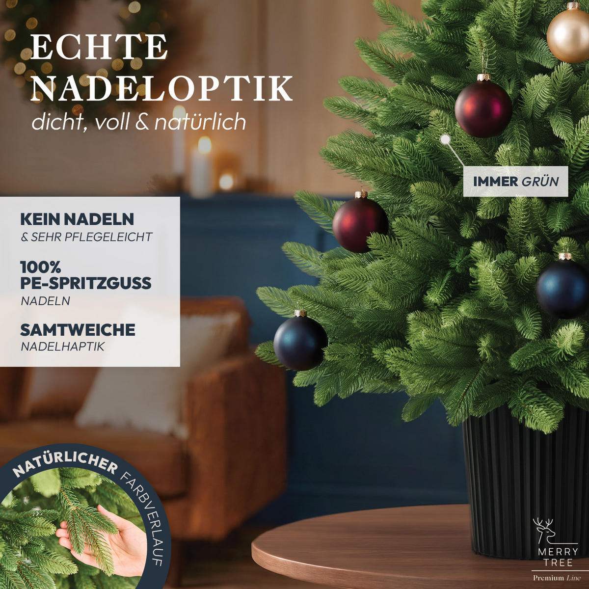 WEIHNACHTSBAUM mit PE-Spritzguss-Nadeln, 90 cm - Grün, Kunststoff (90cm) - Merry Tree