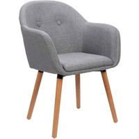 ESSZIMMERSTUHL 1 Stück Polsterstuhl Sessel, Leinen - Hellgrau/Naturfarben, Holz/Textil (50/82/42cm) - Woltu