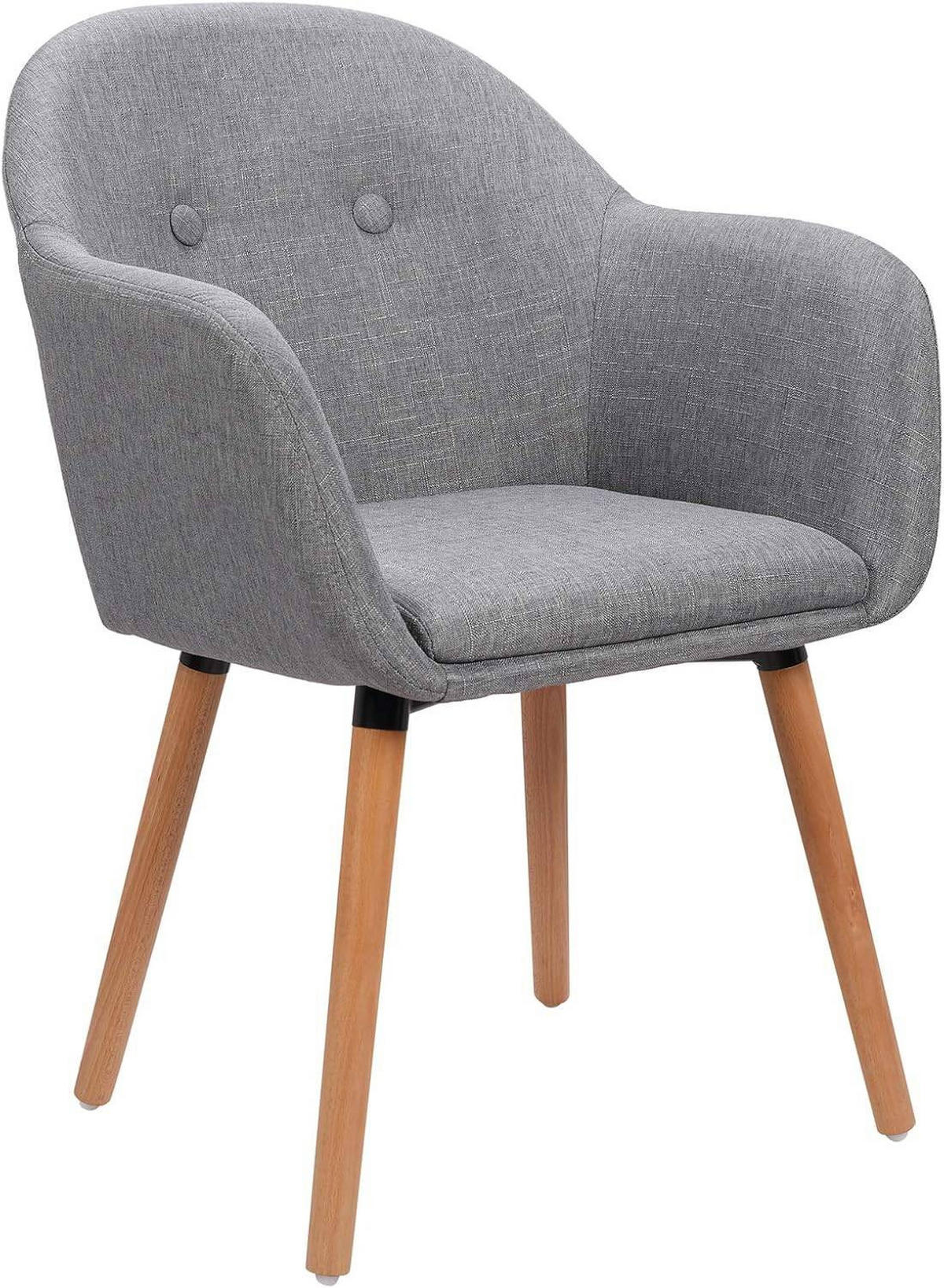 ESSZIMMERSTUHL 1 Stück Polsterstuhl Sessel, Leinen - Hellgrau/Naturfarben, Holz/Textil (50/82/42cm) - Woltu