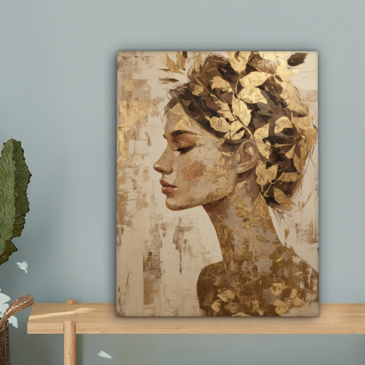 LEINWANDBILD Frau - Gold - Abstrakt - Textur Room Decor 30x40 cm - Goldfarben, Textil (30/40cm) - MuchoWow