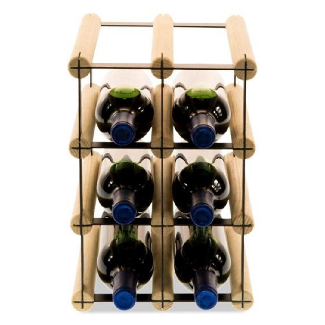 WEINREGAL Vinotega Mod Metal 32,5x22,5x24,5 cm 2x3 Flaschen Massives Kiefernholz Natur - Naturfarben, Holz (22.5/32.5/24.5cm) - PROREGAL