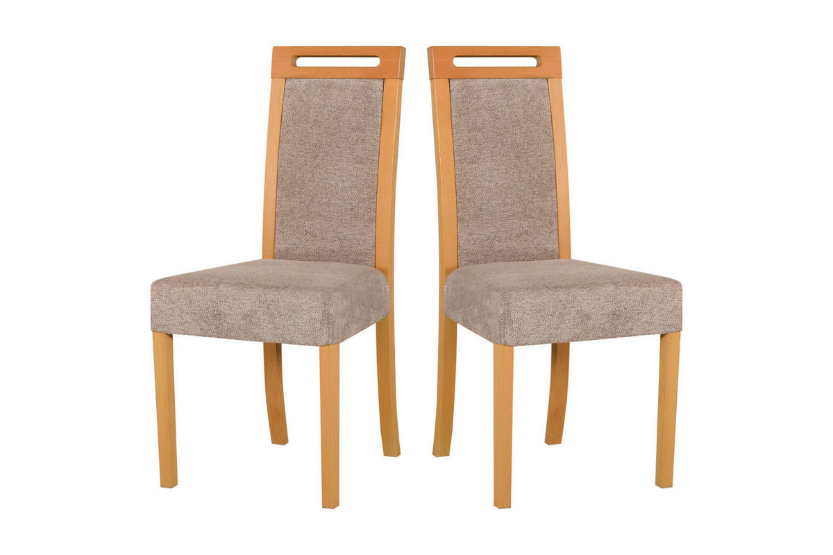 STUHL 2er Set Roma 5 grandson, hygge 11 - Beige/Mokka, Holz (43/96/40cm) - Leaf Design