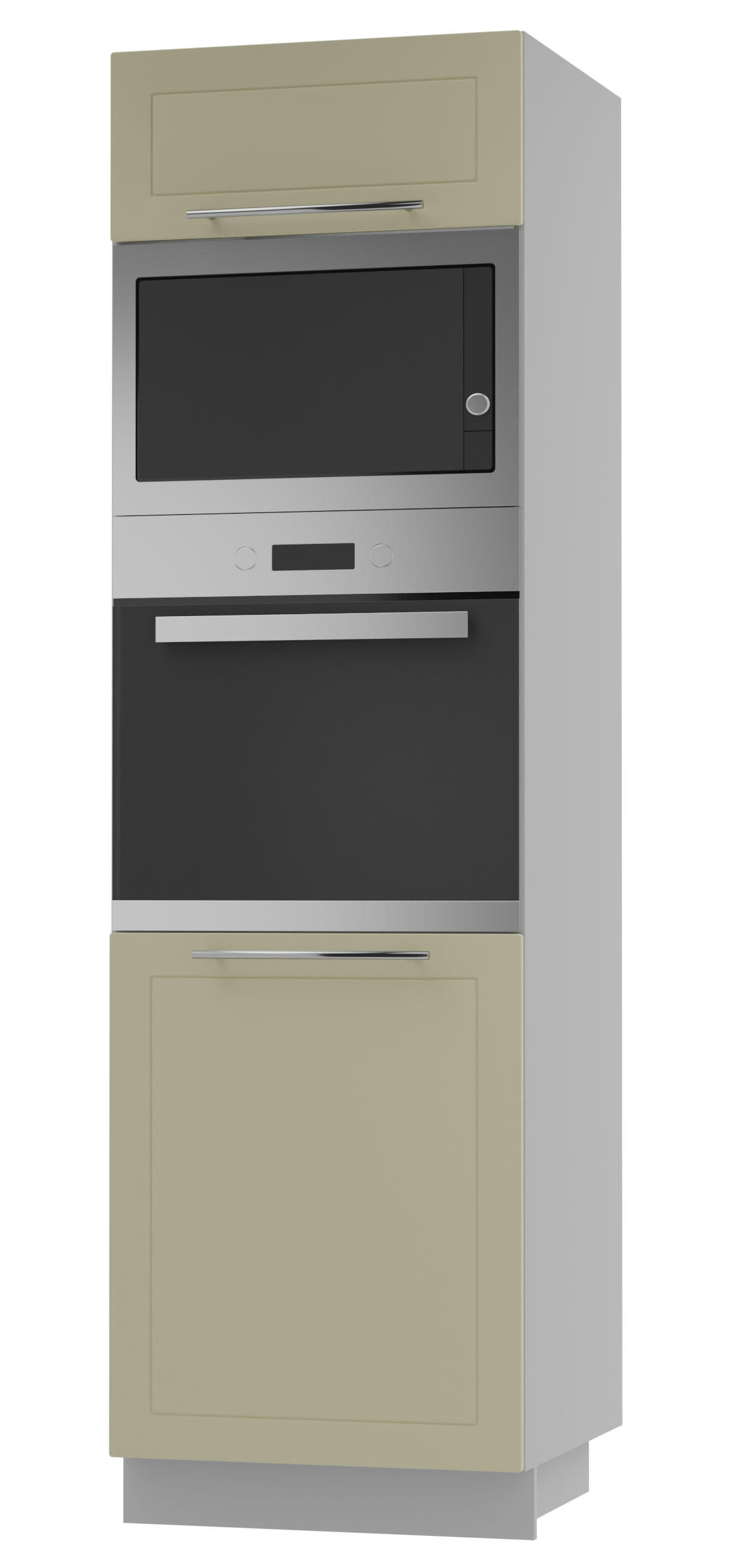 BACKOFEN-HOCHSCHRANK Kvantum D14/RU/60/207 Vanille Matt / Grau Matt 60 / 59 / 207cm - Creme/Grau, Holz/Holzwerkstoff (60/207/59cm) - Feldmann-Wohnen
