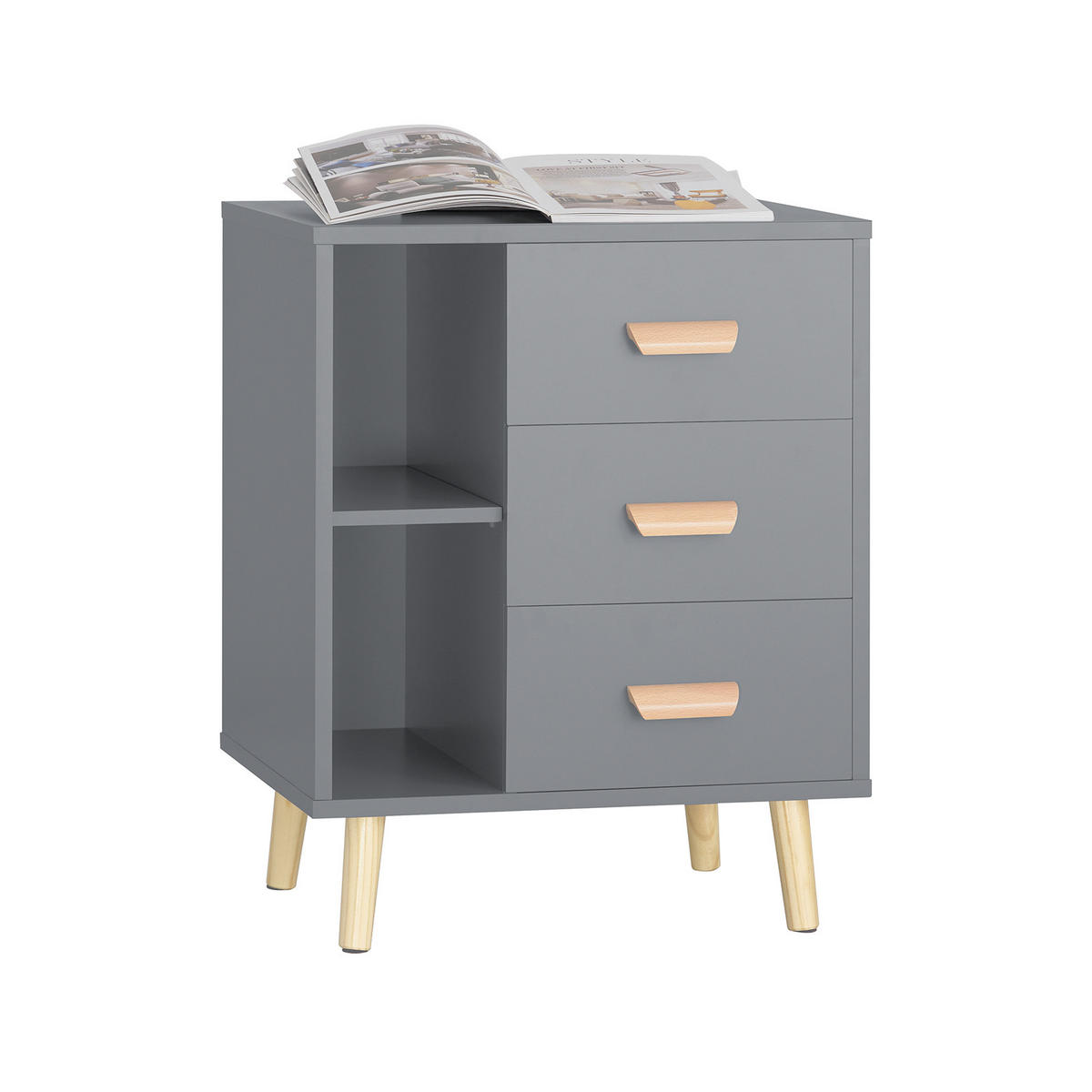 NACHTTISCH Grau - Grau, Holz/Holzwerkstoff (48/60/40cm) - SoBuy