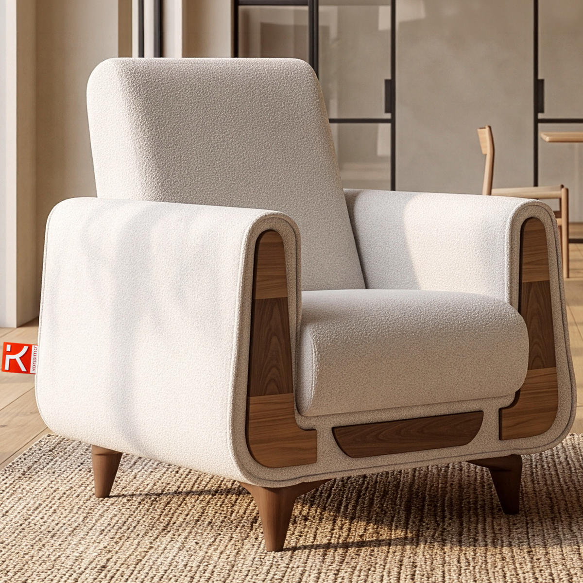 SESSEL GUSTAVO mit Armlehnen, weiß - Braun/Weiß, Holz/Holzwerkstoff (83/95/92cm) - KONSIMO®