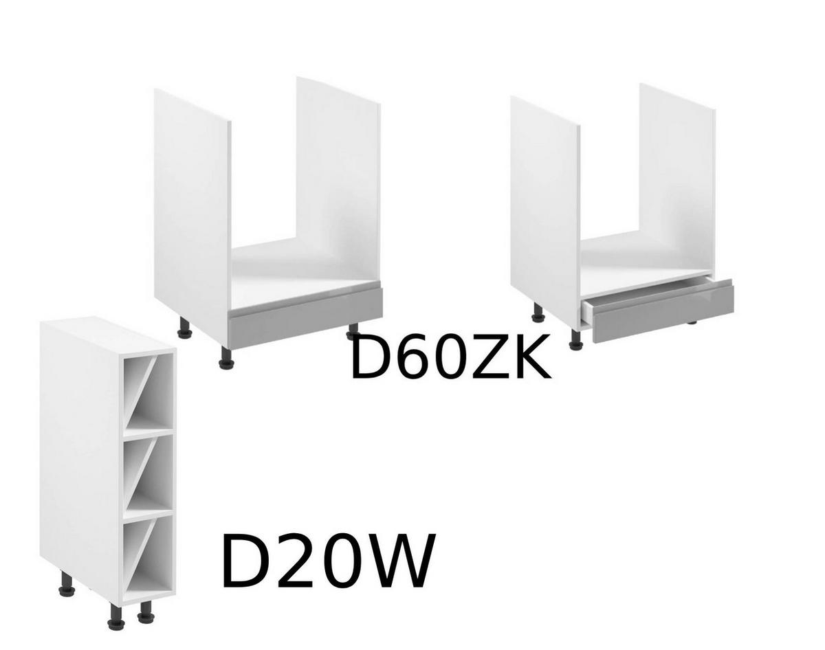 KÜCHENZEILE 320 cm - Aspen KA15-M320- in Grau/Hochglanz - Grau, Holz (320/212/52cm)