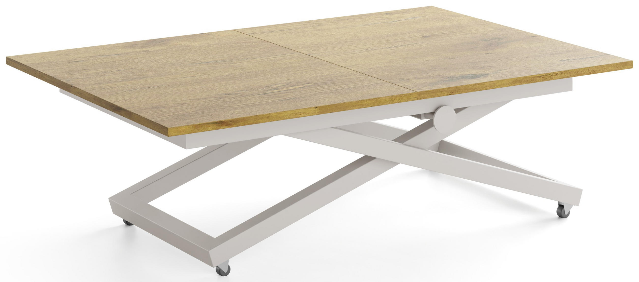 COUCHTISCH Axen höhenverstellbar ausziehbar, Eiche Braun 120-160/80/38-75 cm - Kaschmir/Eichefarben, Holzwerkstoff/Metall (80/160/75cm) - WFL GROUP