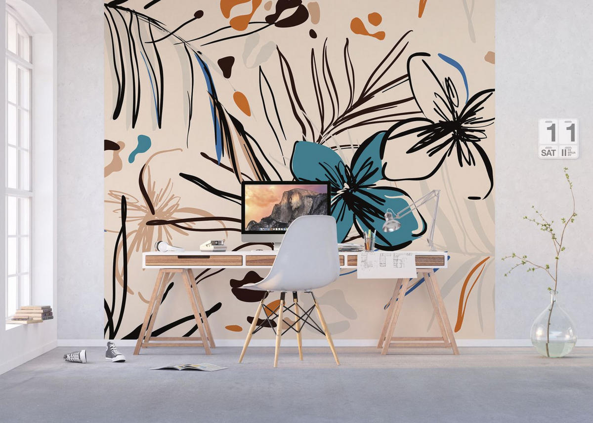 FOTOTAPETE Blumenmuster 270 x 300 cm - Multicolor, Papier (270/300cm) - Sanders & Sanders