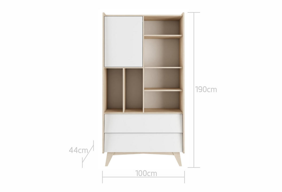 KINDERREGAL SoSixty - Grau, Holzwerkstoff (100/190/44cm) - RAUMHIRSCH FURNITURE