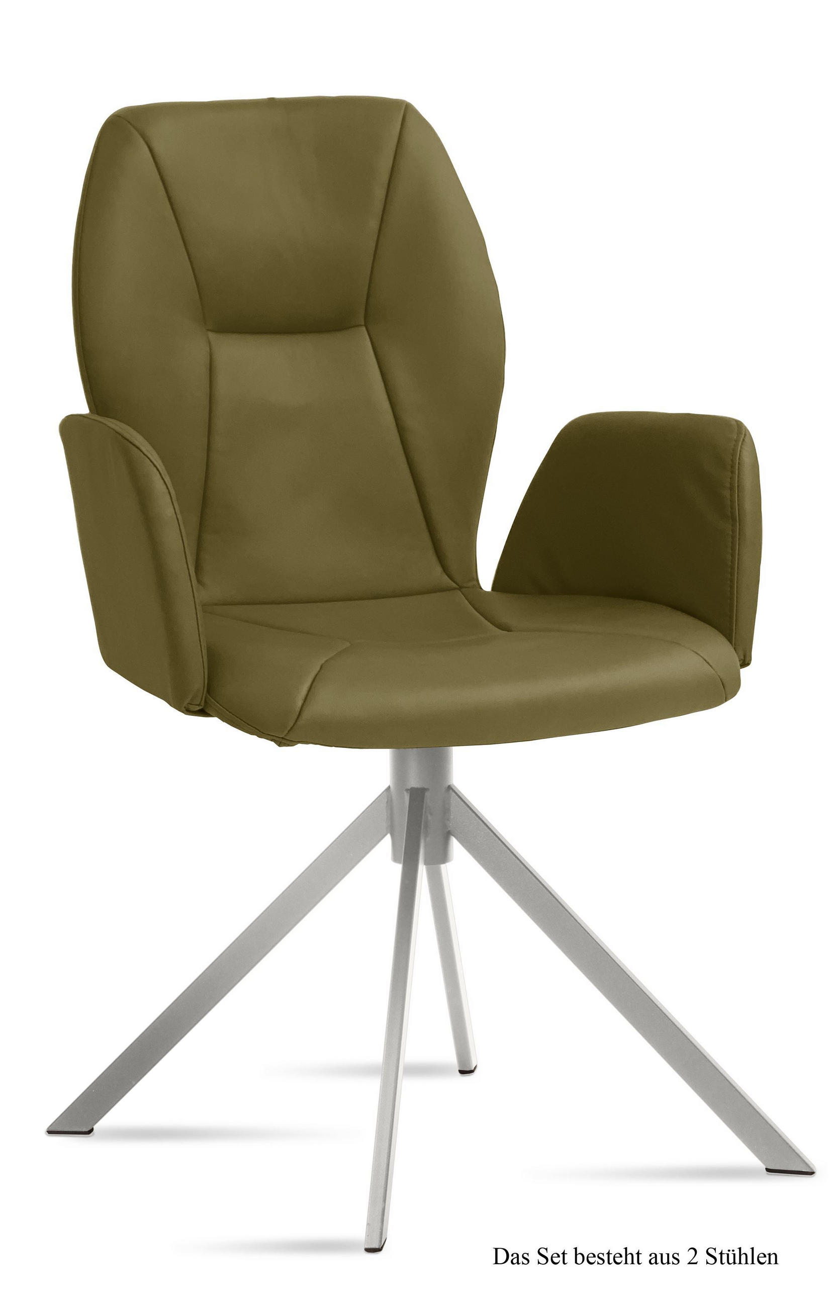 ARMLEHNSTUHL (2er-Set) Dottie 58x92x60 Edelstahl/Olivgrün - Edelstahlfarben/Olivgrün, Kunststoff (60/92/58cm) - 58aufmkessel