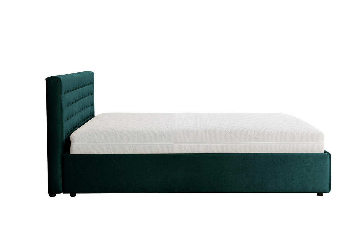 POLSTERBETT mit Bettkasten und Matratze FORTE, Grün, 160x200 cm - Grün, Textil (160/200cm) - KS Home Concept