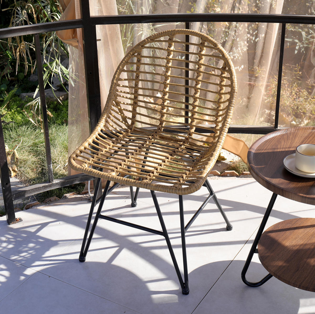 STUHL 4er-Set Rattan Braun - Braun, Holz (50/80/46cm) - Nordlys