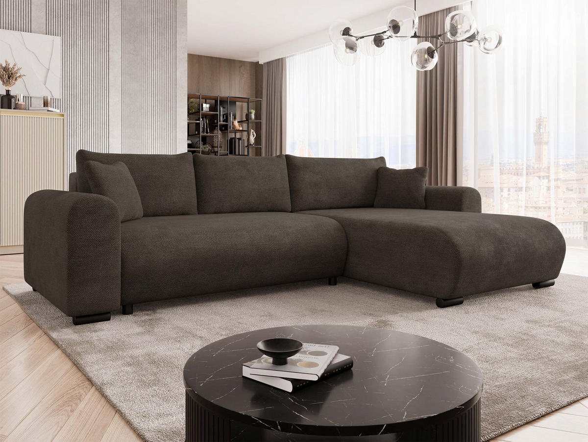 ECKSOFA Merkos - Wengefarben/Schwarz, Holz/Textil (285/188cm) - MIRJAN24