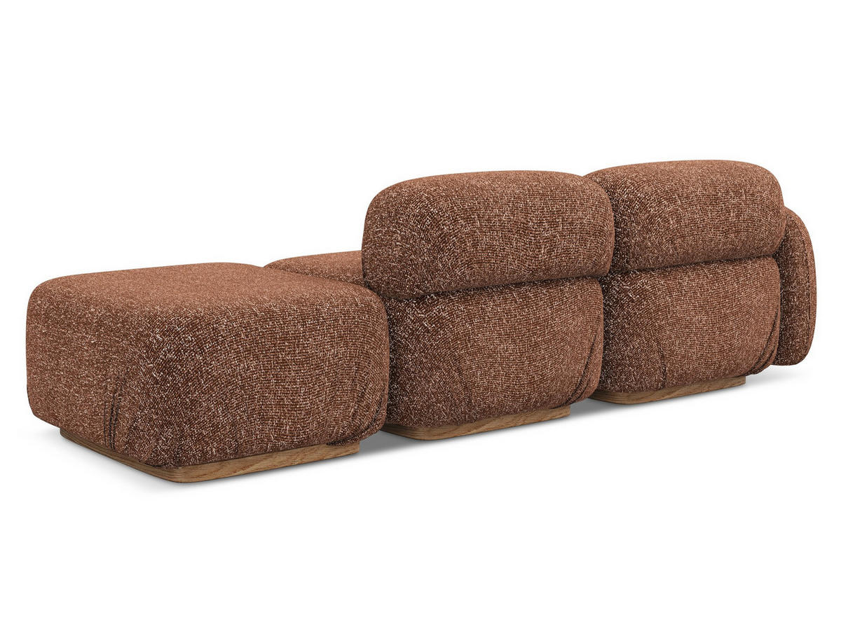 3-SITZER SOFA Rechts Strukturstoff Stoff Orange - Terra cotta/Orange, Holz/Textil (258/73/95cm) - Makamii