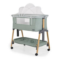 BEISTELLBETT Adoro grün 82 x 48 cm, 7 Höhenpositionen, Anti-Reflux, Moskitonetz, Matratze - Grün, Metall (48/82cm) - Cangaroo