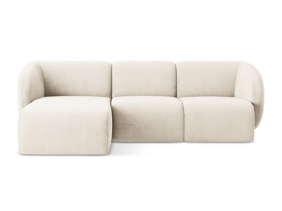 ECKSOFA Links Chenille Stoff Beige - Creme/Schwarz, Holzwerkstoff/Kunststoff (248/166cm) - Makamii
