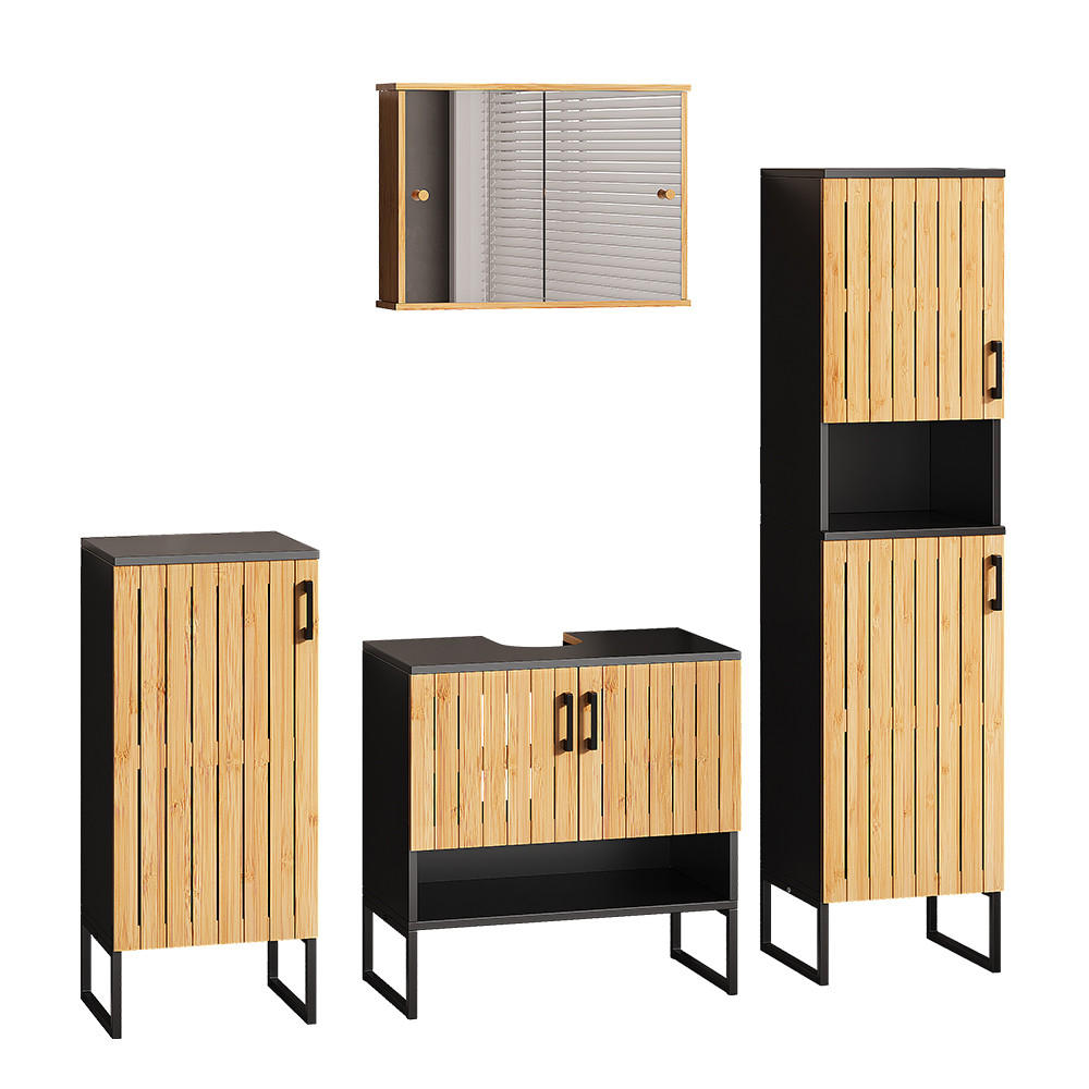 BADRUMSMÖBELSET Vayra bambu 4 delar Grön 65.5/60/33 cm